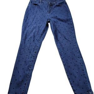 Talbots Jeans Womens 10P Petite High Rise Jegging Ankle Polka Dot Dark Wash